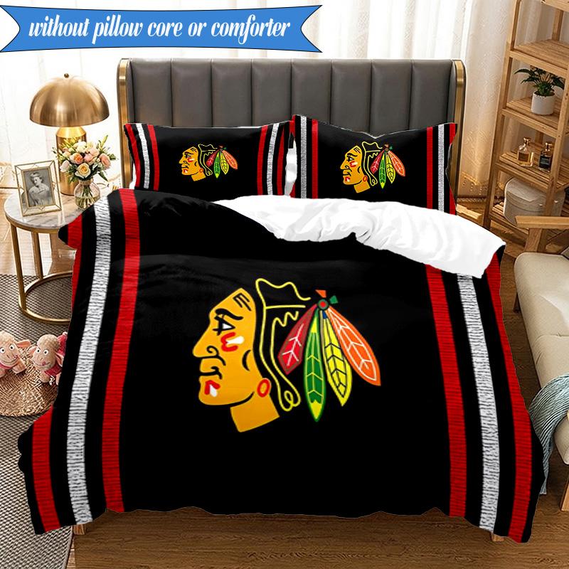 3PCS Blackhawks Printed Bedding Set For Bedroom dormitory,  Includes 1 Duvet Cover & 2 Pillowcases for All Seasons Home Decor Fan gifts
