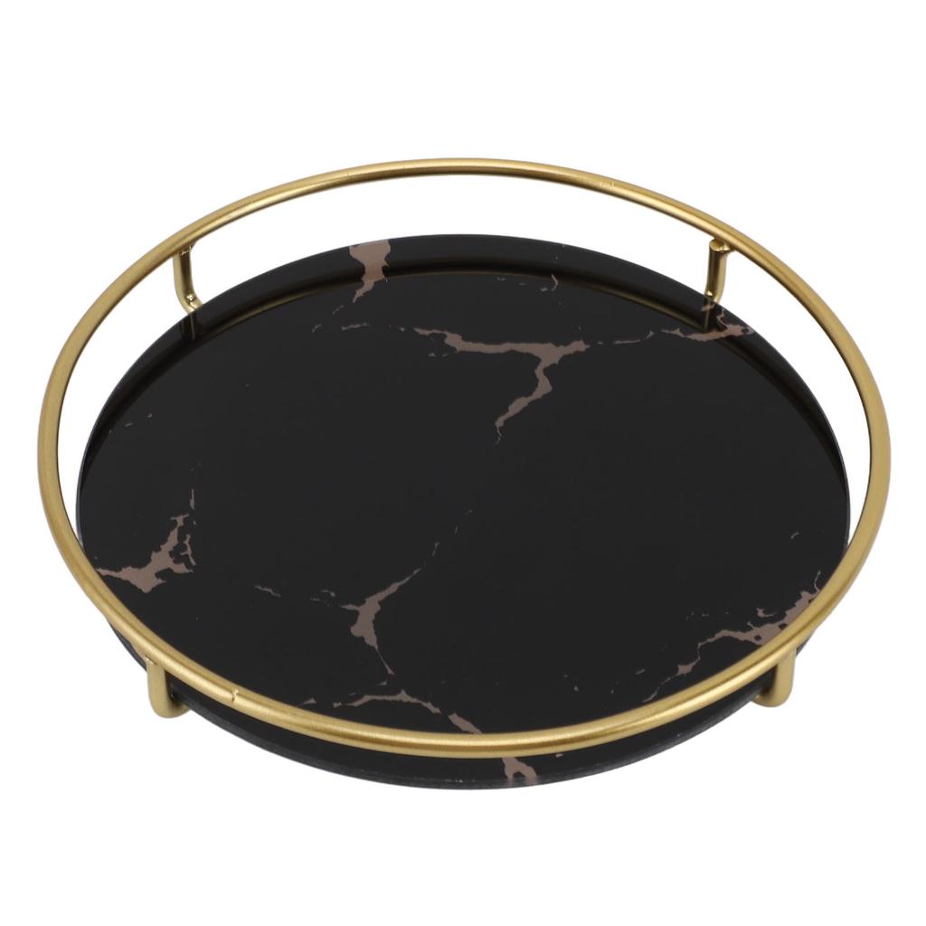 Bathroom Tray Skid Resistant Bathroom Vanity Tray Stylish Elegant Countertop Organizer Tray for Cosmetics Jewelry Black