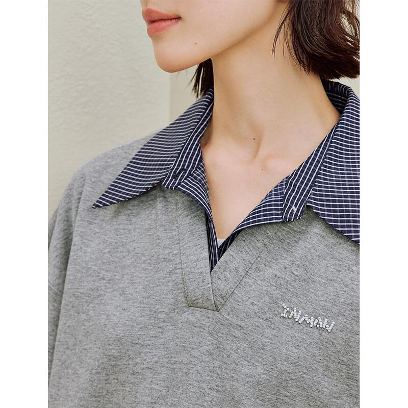 Inman Women's Faux Two-Piece Long Sleeve Sweatshirt