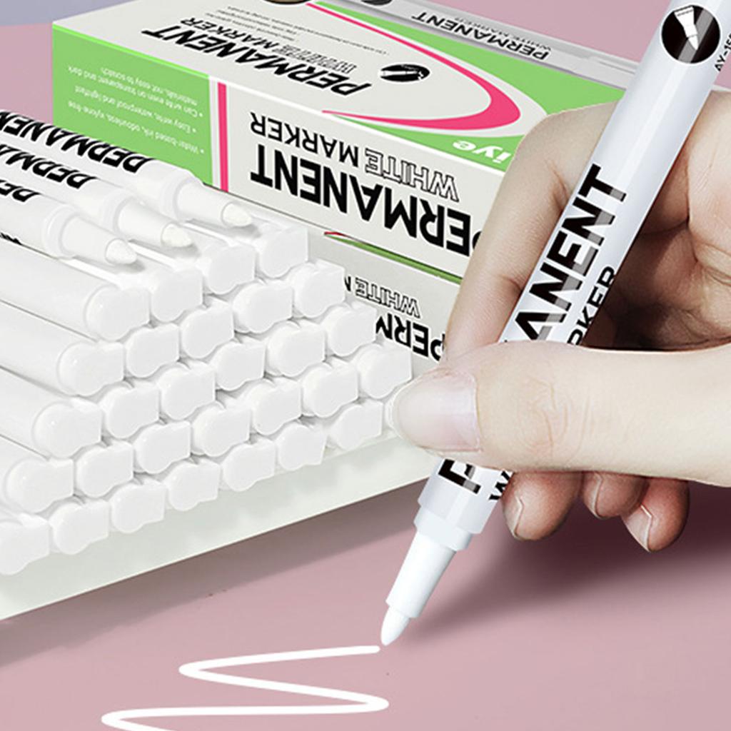 1/12Pcs White Permanent Marker Pen White Paint Pen For Painting On Wood Ceramic Glass Metal Canvas Leather Rock Stone