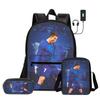 Children 3Pcs Set Daily Pack Football Star Rucksack Best Gift Pupil School Carry Carrier Pencil Bags M-Messis School Bag