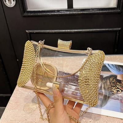 Transparent Acrylic Bag 2025 New European and American Fashion Bright Diamond Foreign Style Versatile Women's Chain Dinner Bag