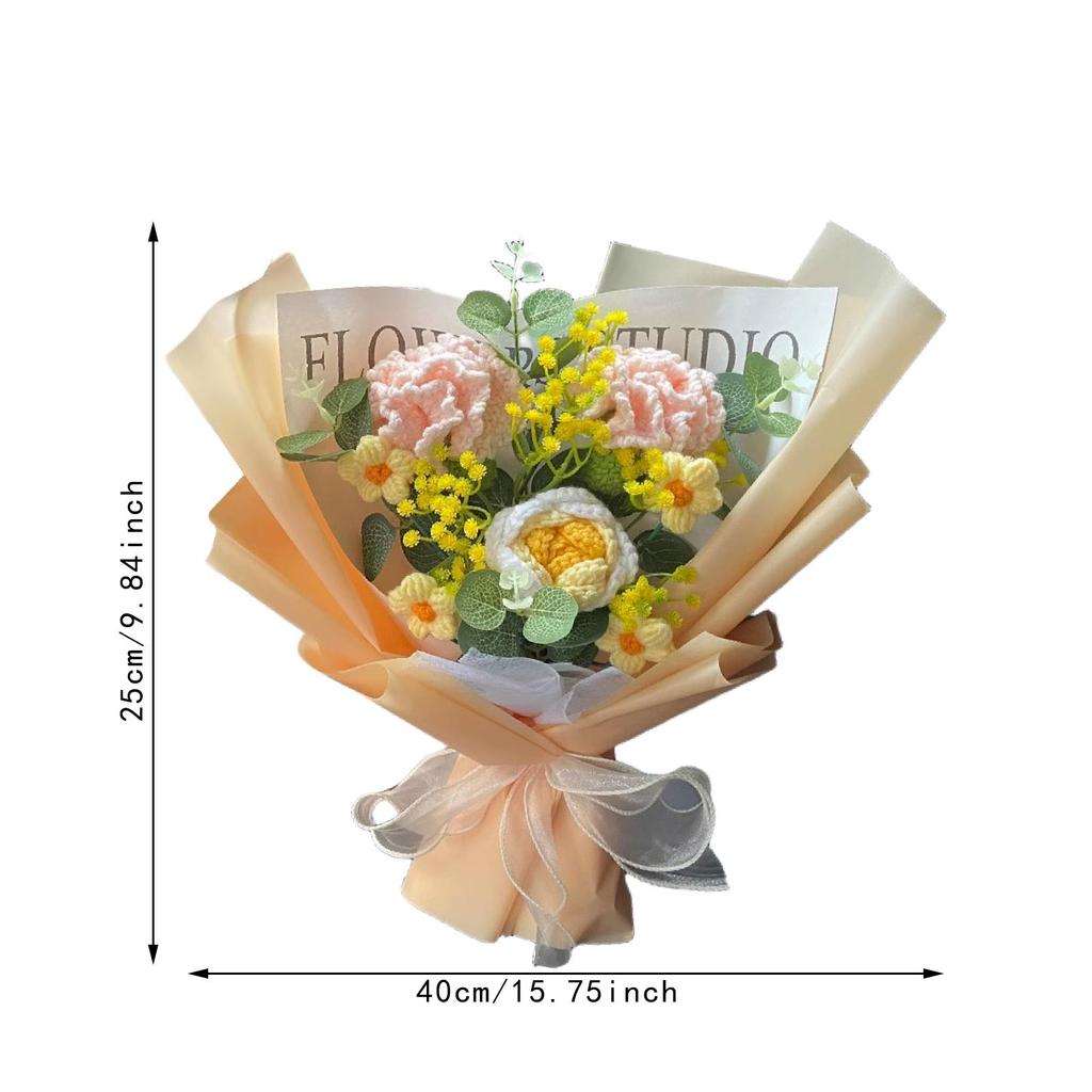 Gypsophila Crochet Flower Bouquet Decor Table Centerpiece Ornament Decorative for Graduation Mother's Day Wedding New Year Her