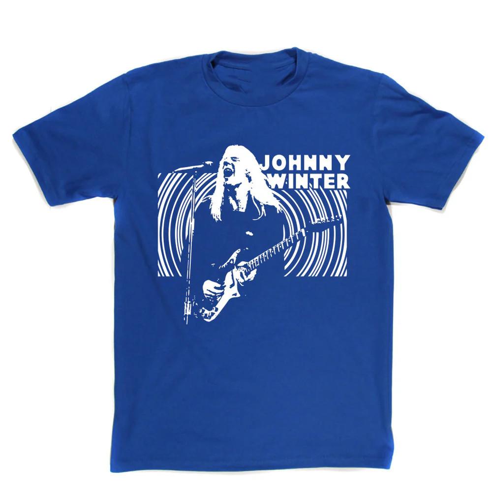 Vtg Johnny Winter Live In Concert heavy Cotton Blue T Shirt For Men TR134 Unisex T-Shirt XXL