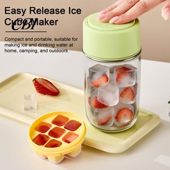 Press And Release Ice Mold 2-in-1 Cube Bottle, to Release, Stainless Steel Bottle Quick Tray Design, Portable Leakproof Maker for Home Camping