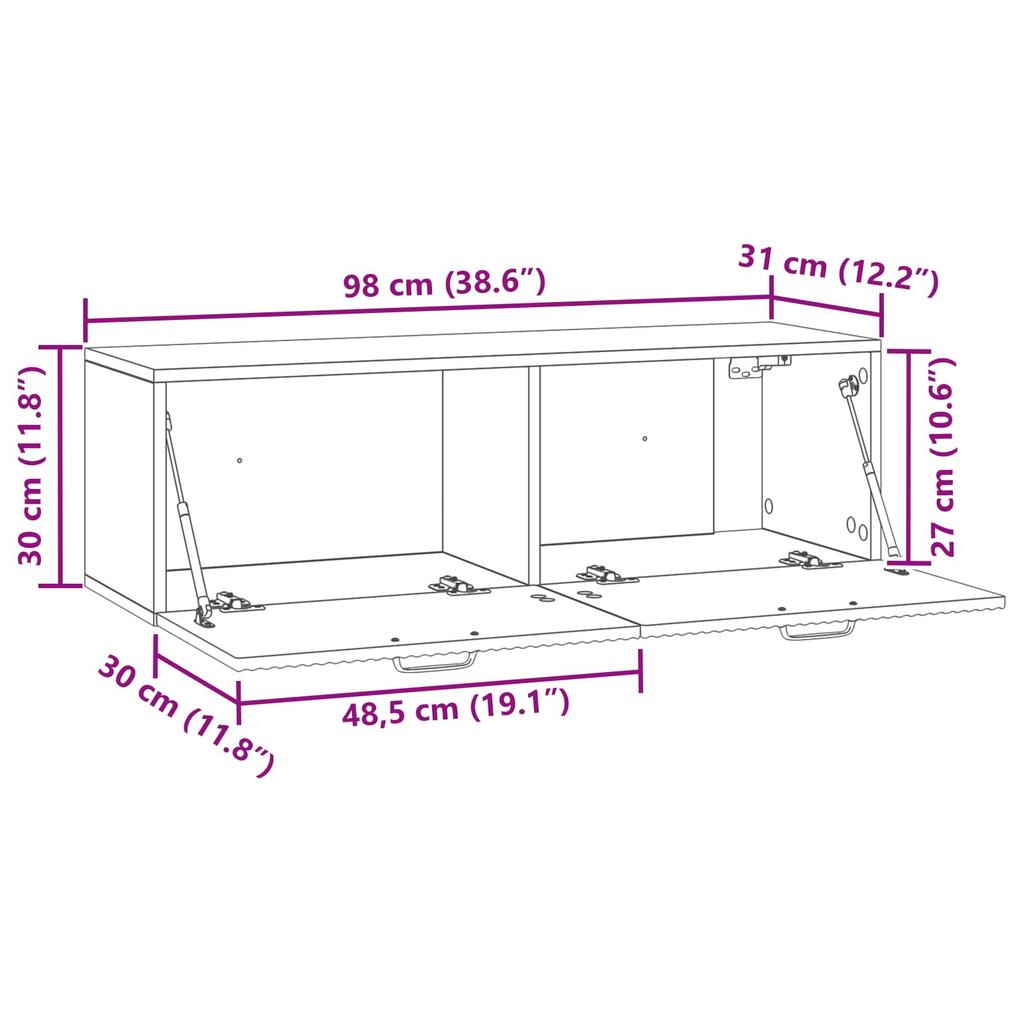 Wall Mounted TV Cabinet Smoked Oak 98 x 31 x 30 cm