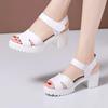 Small Size 32-43 Elegant Genuine Leather Shoes Women Summer Platform Sandals 2025 Block High Heels Sandals Women Office Mother