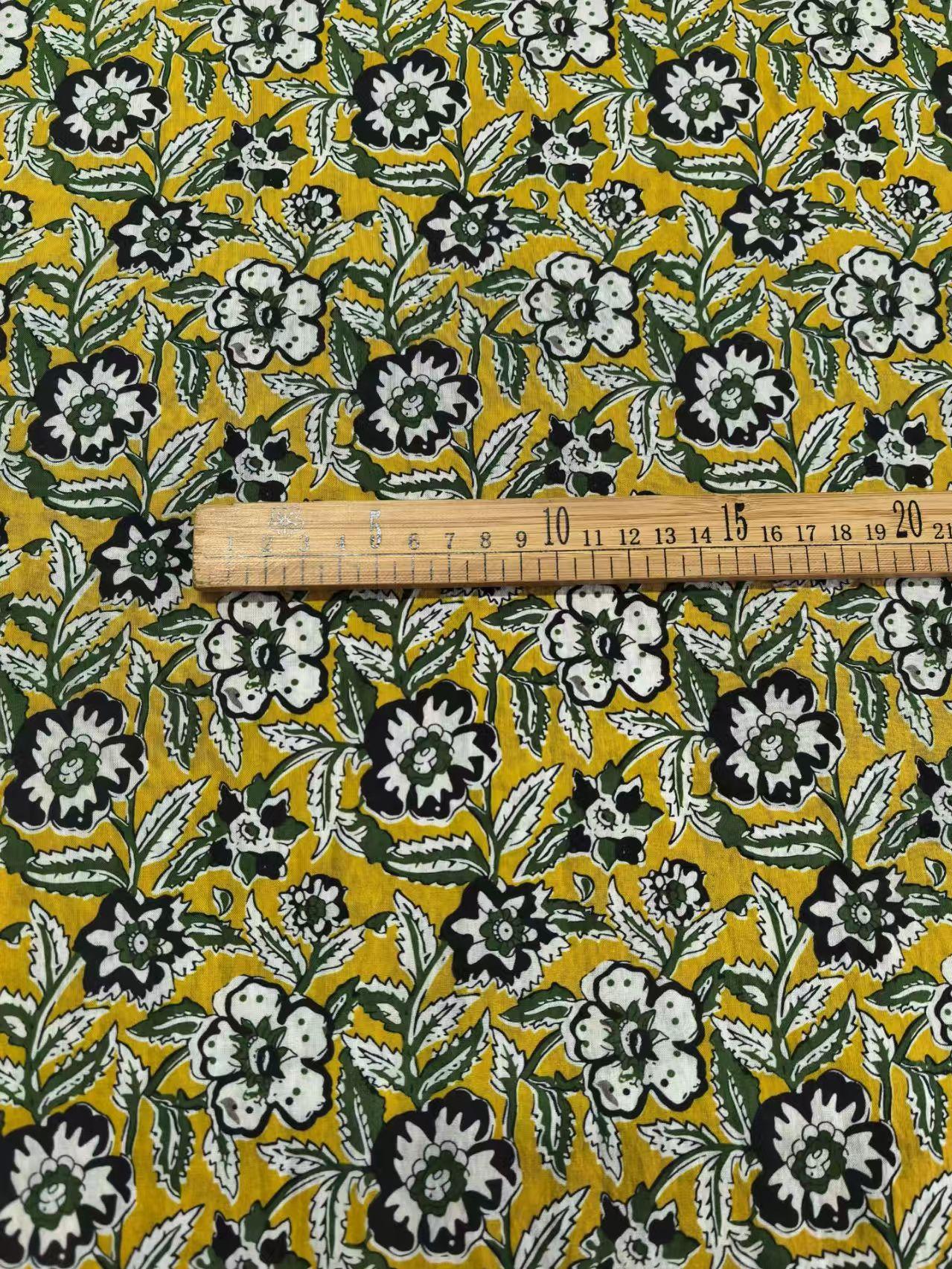Hand Tabletop Printed Domestic Long-Staple Cotton Printed Fabric, Indian Block Print Alternative