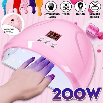 2023 NAUJAS [ 200W, UV Šviesa, LCD, USB ] Infraraudonųjų spindulių jutiklis Laikmatis Nagų džiovintuvas 12 LED lempučių Gelio lako kietinimo Manikiūro mašina