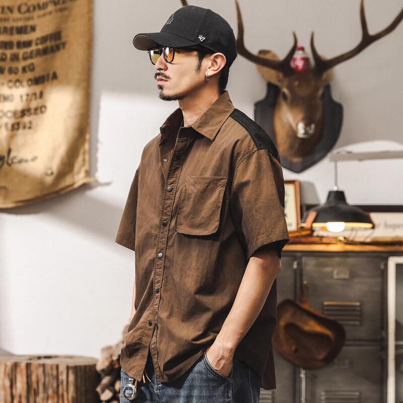 Men s American Retro Short Sleeve Work Shirt M