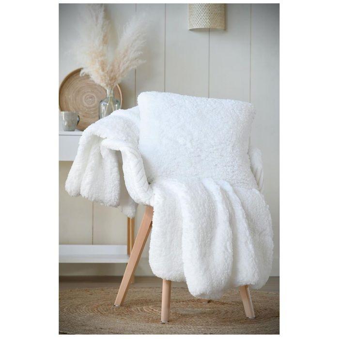 Plaid - Collection Dude - 130 x 150 cm - 100 % polyester - Blanc élégant