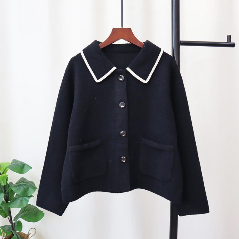 Autumn and Winter New Loose Knitted Double-sided Cardigan Design Temperament Sweater Jacket Women
