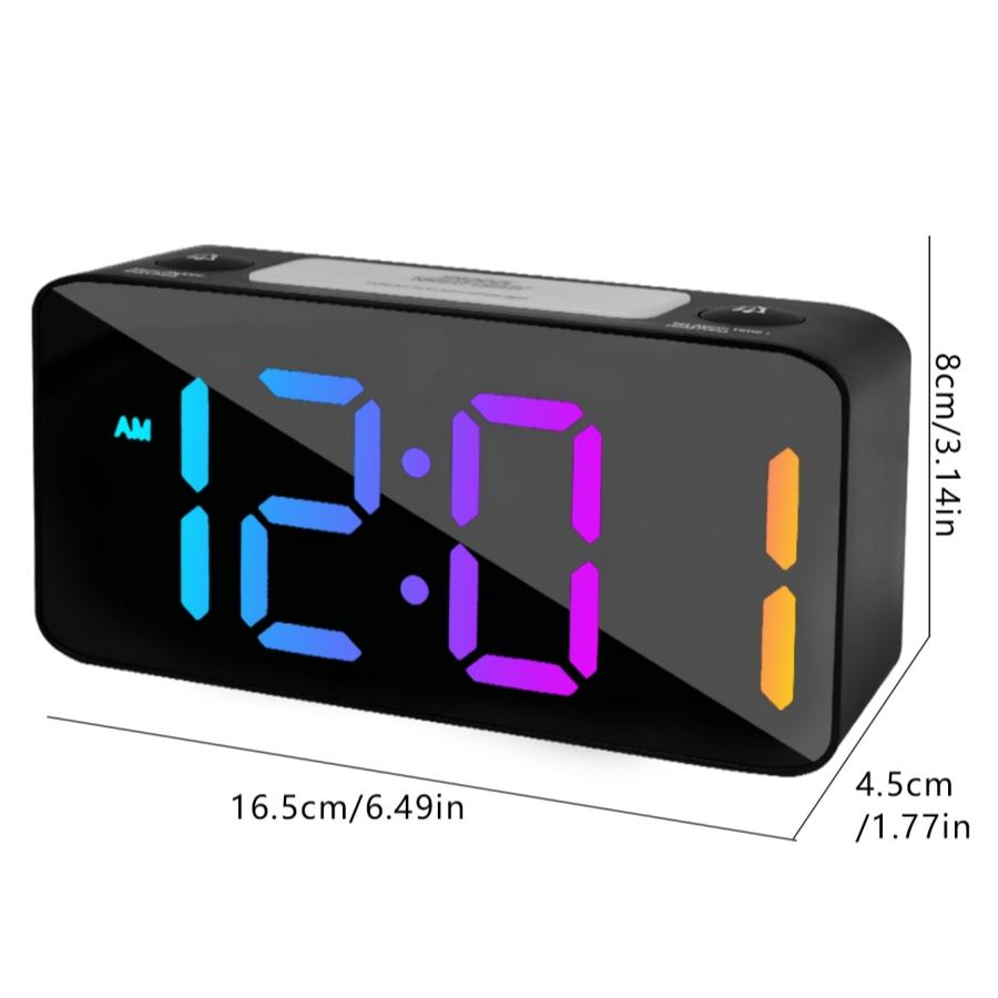 1PC multi-function RGB color screen alarm clock, desktop LED digital clock; Customize two sets of alarms, five levels of brightn