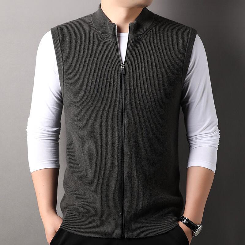 FORTEI Men's 100% Wool Sleeveless Knit Vest Cardigan