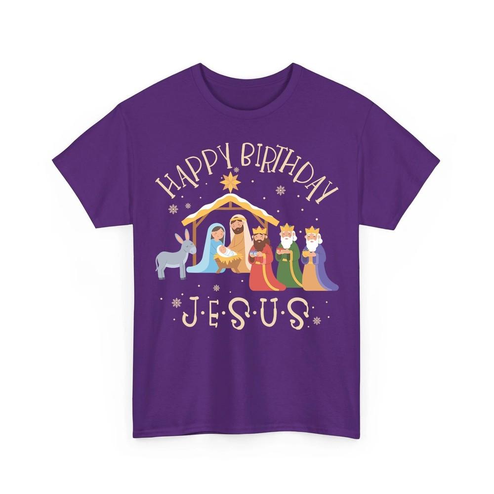 Jesus Nativity Scene Christmas Christian Family Matching Happy Birthday Jesus Unisex T-Shirt XXXL