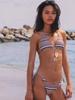 2026 European & American Striped Lace-Up Bikini Set: Sexy Three-Piece for Beach & Hot Springs Vacation