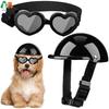 Kleiner Hundehelm und Brille, Welpen-Sonnenbrille, UV-Schutz, Haustierhelm, Verstellbarer Gurt, Hunde-Motorrad, Harte Sicherheitskappe, Winddicht