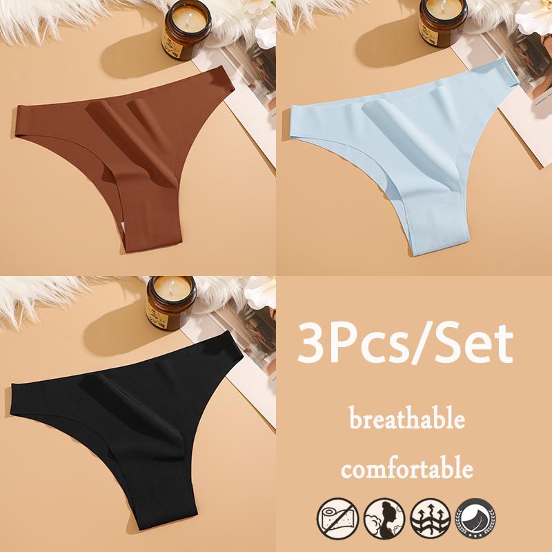 

FINETOO 3 шт./компл. бесшовное нижнее белье из ледяного шелка с низкой талией бразильские трусы дышащее высокоэластичное нижнее белье трусики M&3pcs