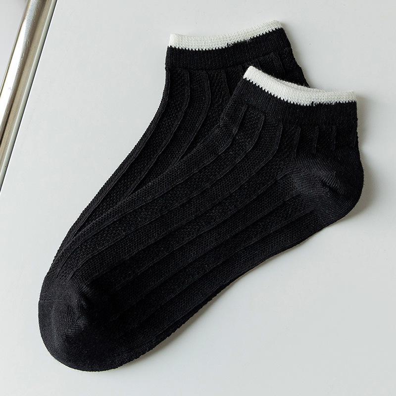 

Женские летние хлопковые короткие носки Zhuji - японский стиль, однотонные, низкие носки-лодочки One Size чёрный