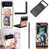 Anya Forger Mind Reading Phone Case For Samsung Z Flip 7 6 5G Galaxy Z Flip4 Z Flip5 Z Flip3 Coque Black Hard PC Shell Protectiv