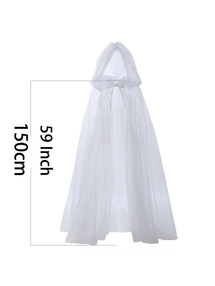 Halloween Hooded Cape Vintage Sheer Cloak Lace-up Robe Cosplay Costume Witch Wizard Vampire Roleplay Stage Gothic Drama Adult