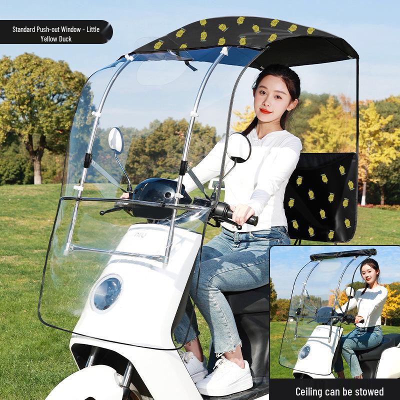 Enhanced Electric Motorcycle Canopy: Rainproof, Removable, and Windproof Umbrella