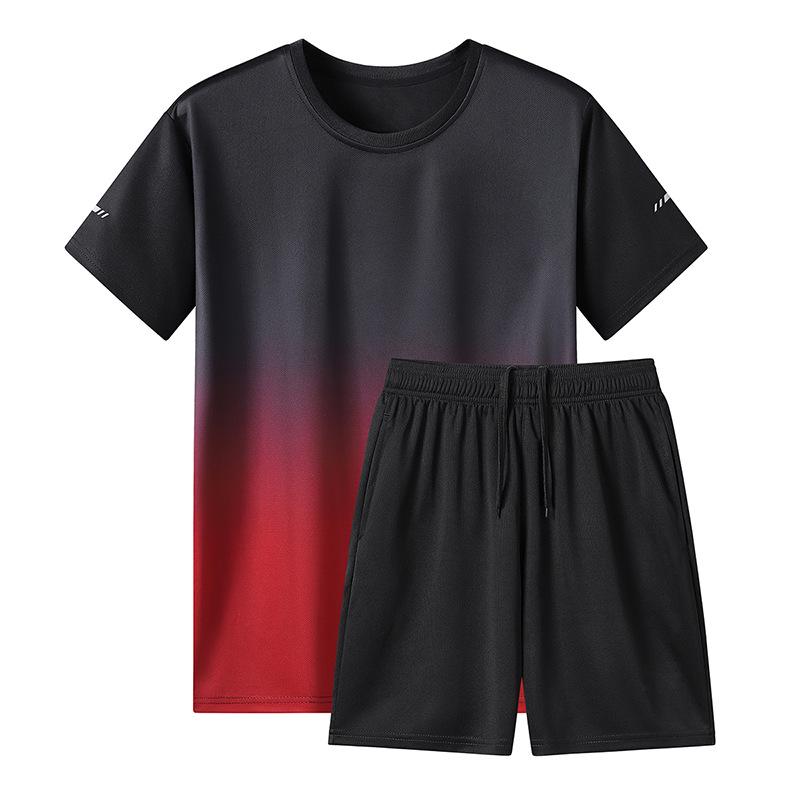 

Summer Quick-Dry Ice Silk Sports Suit for Couples - Short Sleeve L чорний/червоний