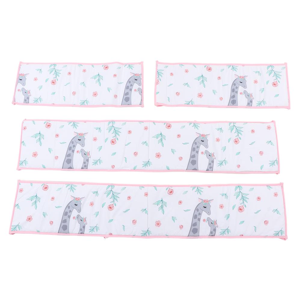 4Pcs Baby Bed Rail Heightened Anti Collision Guard Rail Toddlers Solid Color Printing Bed Side Soft