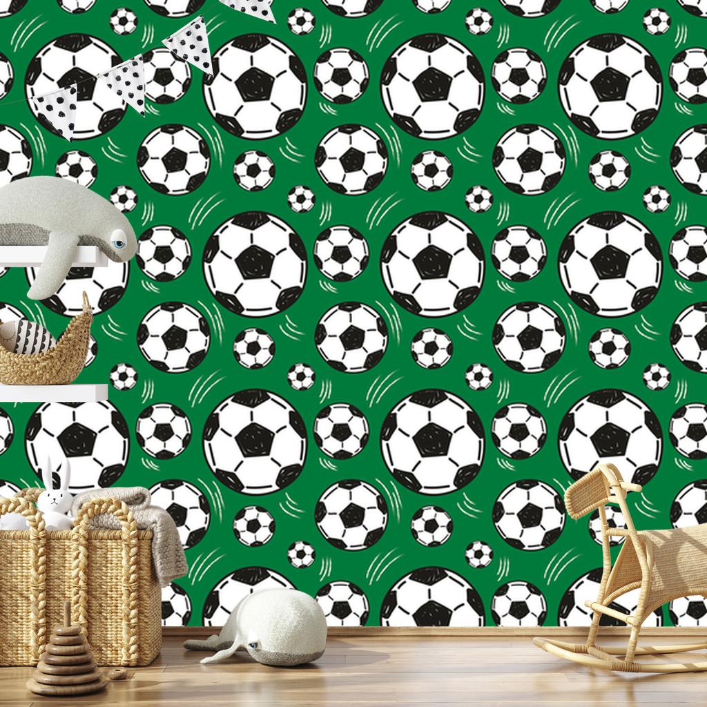 Soccer Ball Wallpaper On a Green Background for the Living Room and Bedroom 50x1000