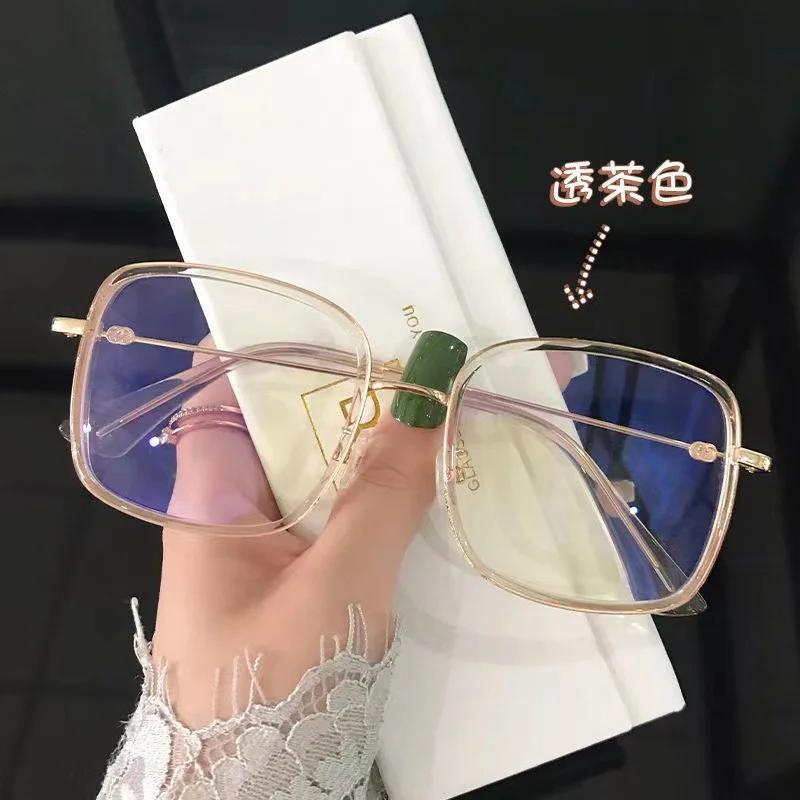 Large Square Frame Woman Glasses Ins Girl Fashion Transparent Reading Glass High-definition Anti-blue Light Computer Eyeglass