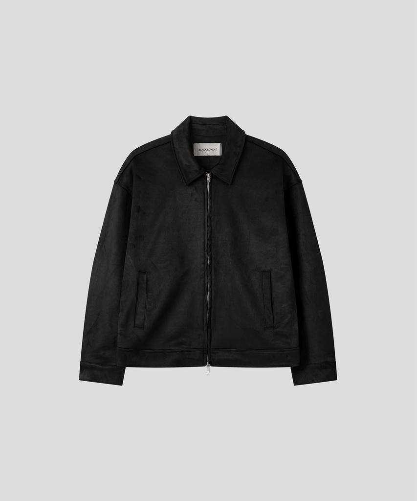 Black Moment Faux Suede Zip-Up Jacket [Black]
