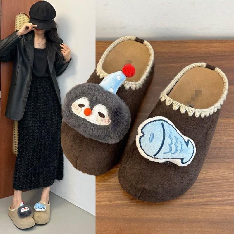 Niche personality lazy style women wear autumn and winter new lazy woman with a pedal bag head and half slippers