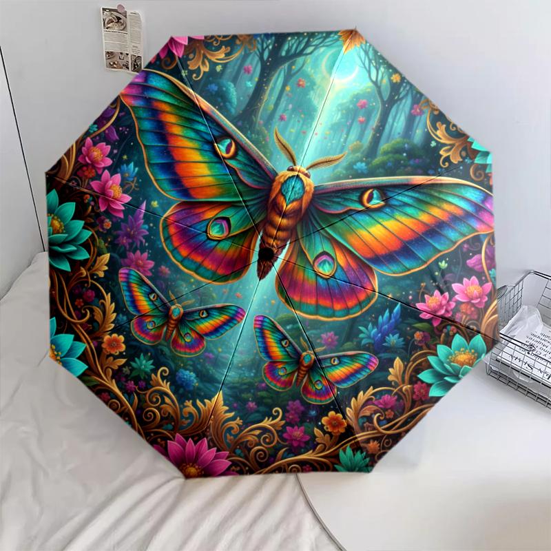 1 PC Automatic Folding Umbrella - 3D Butterfly Pattern, Portable & Foldable Design with 8 Ribs, Christmas Birthday Gifts