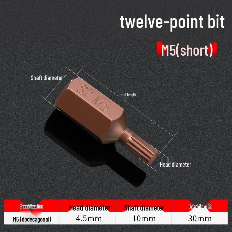 Hexagonal T30 Internal 6-Spline, 12-Point Star Key Socket M10 Tool, T40 Auto Repair.