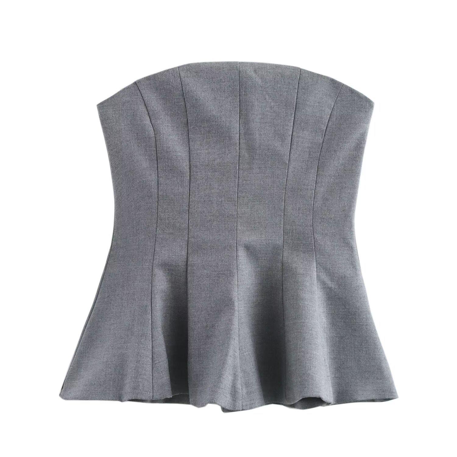 

Autumn Women s European Style Versatile Short Skirt and Bandeau Top Set Small