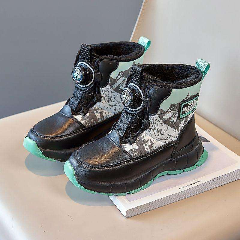 Children's Snow Boots New Winter Children's Cold-proof Plus Velvet Warm Cotton Shoes Medium and Large Children's High-top Cotton Boots