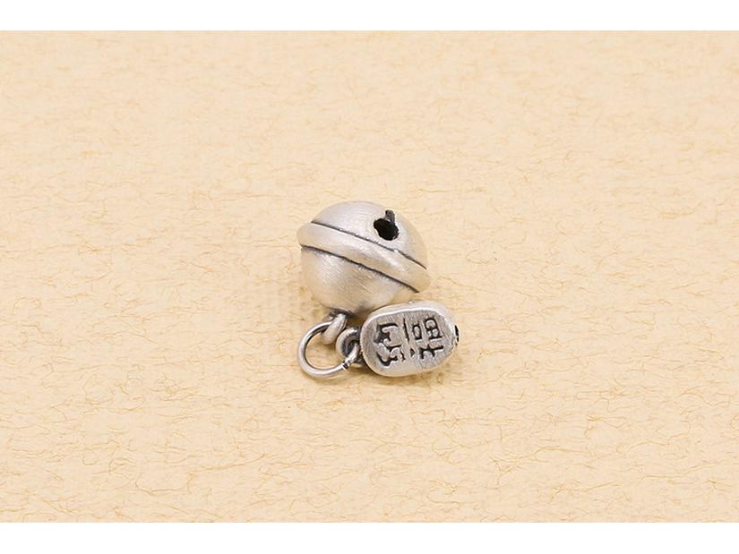 

Sterling Silver S999 Wealth & Fortune Bell Pendant for DIY Bracelets, Flower Thousand Bones Style, Non-Ringing