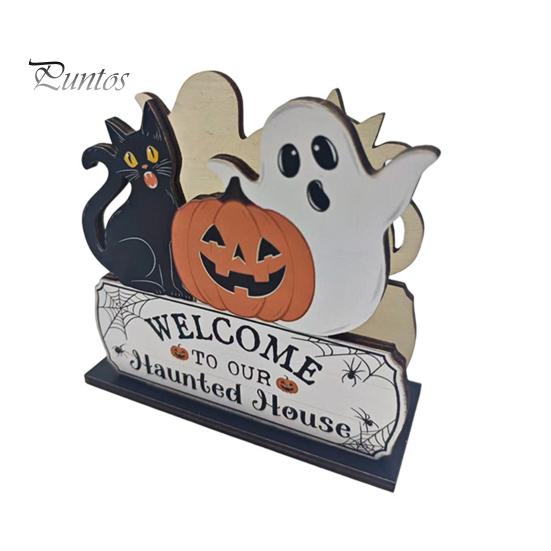 Halloween Party Supplies Wooden Napkin Holder, Ghost Pumpkin Decorative Tabletop Tissue Dispenser, Festive Desktop Decoration Paper Storage Organizer