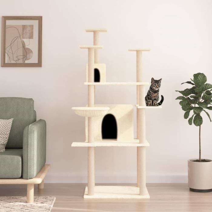 VidaXL Cat Tree with Sisal Scratching Posts Cream 166 Cm 171723