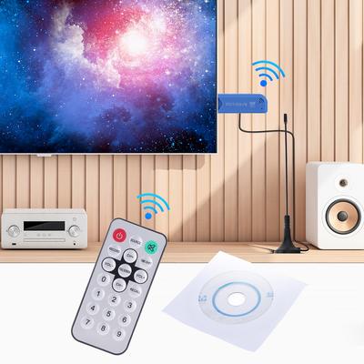 מקלט טיונר טלוויזיה דיגיטלי USB 2.0 עם אנטנה, דונגל טיונר תדרים 25MHz-1760MHz, מקלט טיונר SDR למעקב אחר רדיו ומטוסים