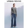 UR2026 Women's Faux Two-Piece Lyocell Shirred Slim Fit T-shirt