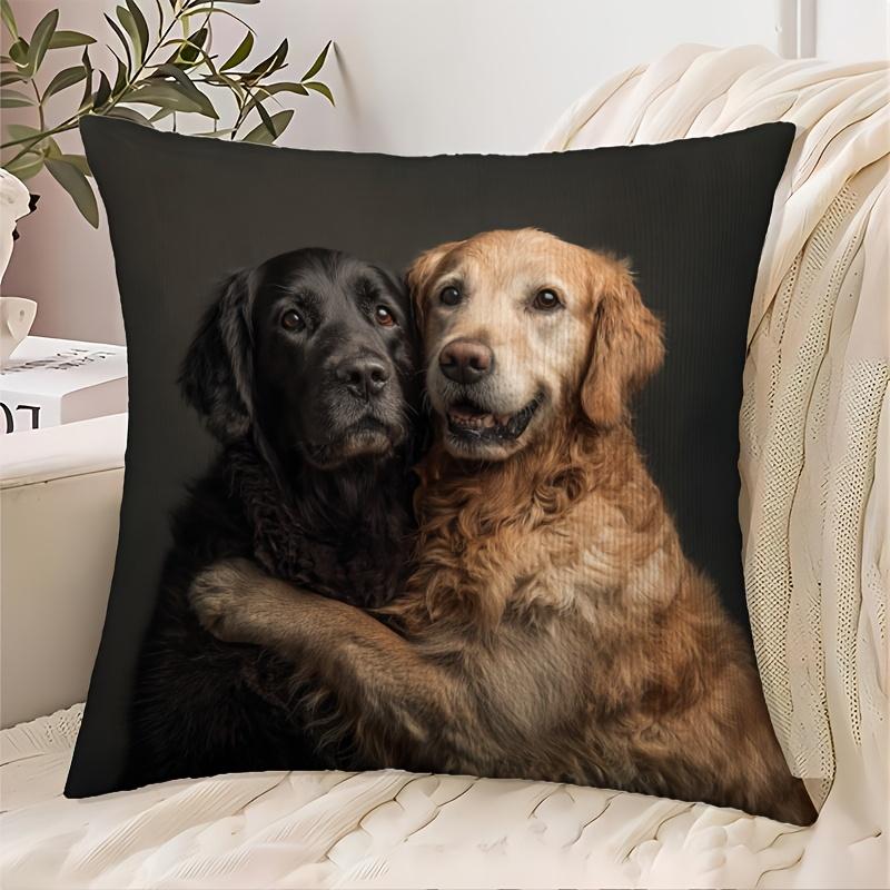 1pc Pillowcase, Cute Golden Retriever Pet Print, 2D Flat Printing, Single-Sided Print, No Pillow Insert, 17.72 X 17.72 Inches (45 X 45cm), Not Real Em