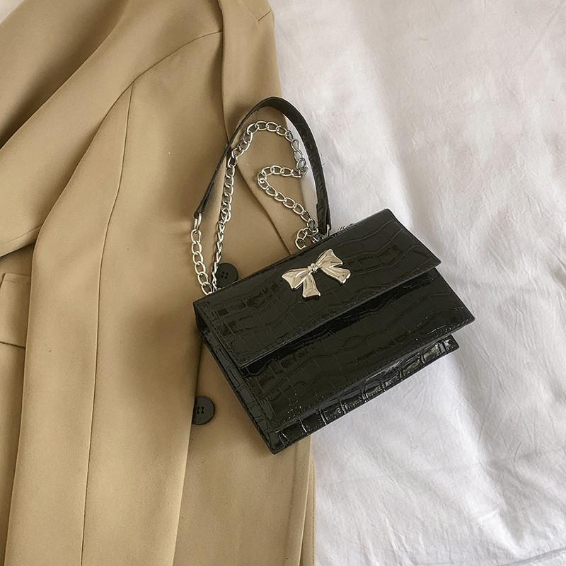 Stylish Pu Material Fashionable Small Square Bag For Everyday Casual Use чёрный