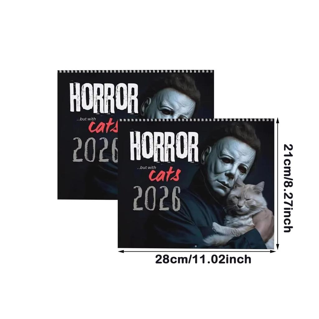 Horror Cat Wall Calendar 2026 Monthly Hangable Design 12 Months Family Planner Organizer Calendar for Bedroom Home Office Decor