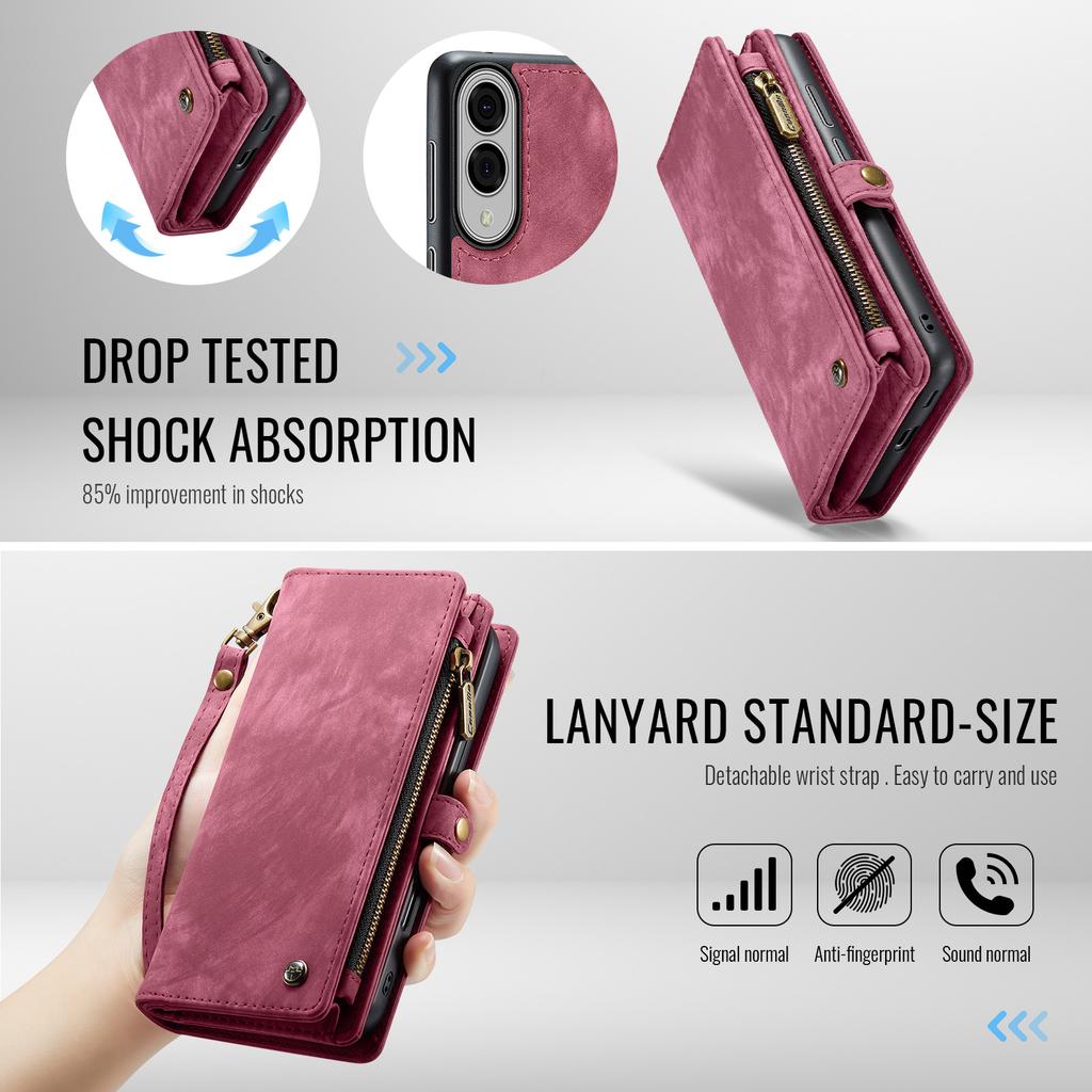 For Samsung Galaxy S25 Edge Phone Cases CASEME Leather Cover with Detachable Wallet and Strap