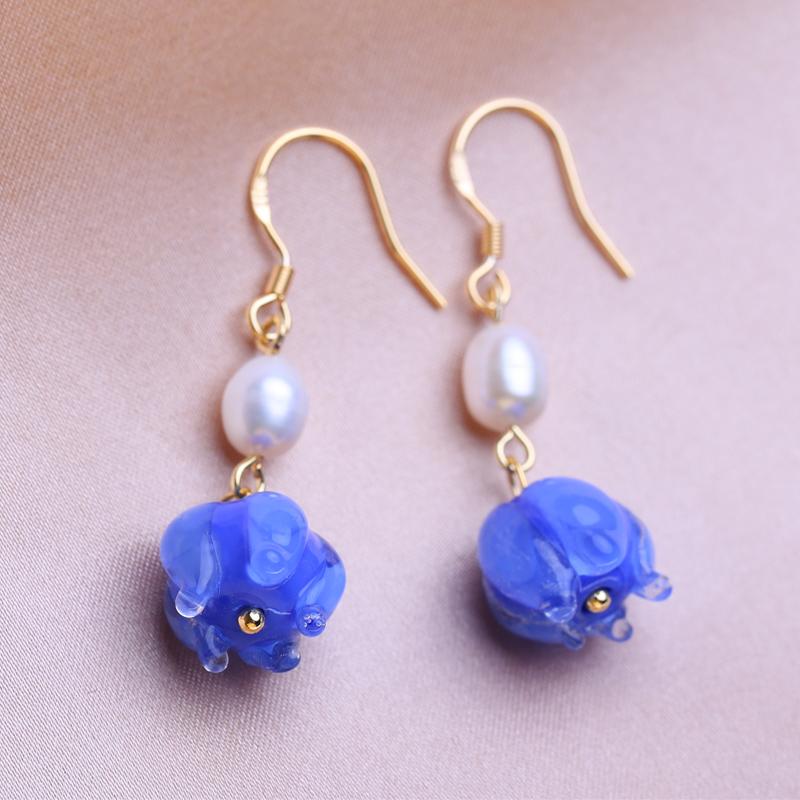 

KNIKOO золотые серьги-капли с цветком для женщин, модные серьги с натуральным пресноводным жемчугом, ювелирные изделия для свадебной вечеринки, подарки A синий