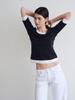 Weibeuyunion Layered Half Sleeve Top Black