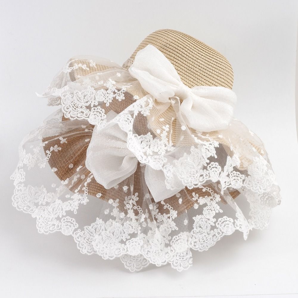 UV Protection Butterfly Knot Straw Hat Straw Sun Protection Hat New Sunshade Hat  Outdoor