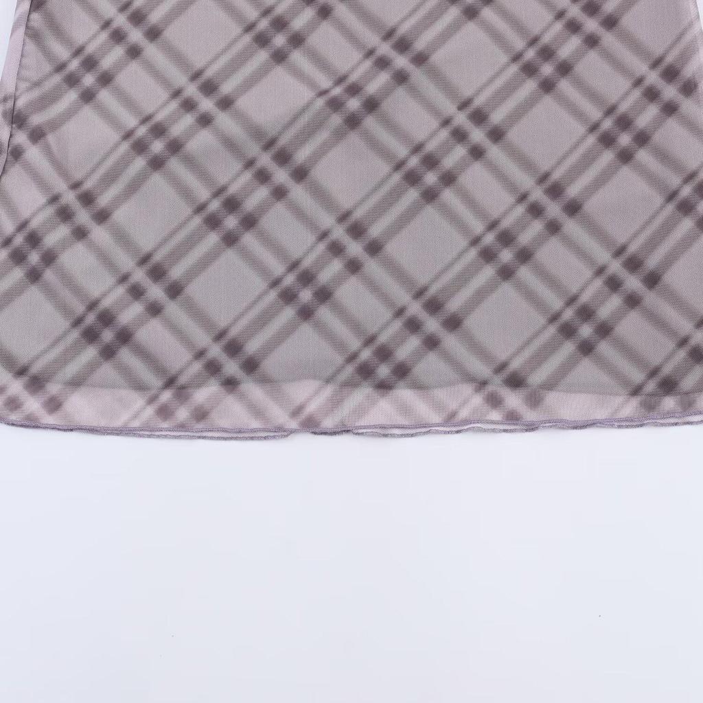 TAOP&ZA Women's Retro Lace-up Plaid Midi Skirt - Spring 2026 Arrival