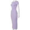 New Short Sleeve Summer Bodycon Dress O Neck Solid Color Elegant Fashion Casual Party Dresses Sexy Slim Fit Clothing